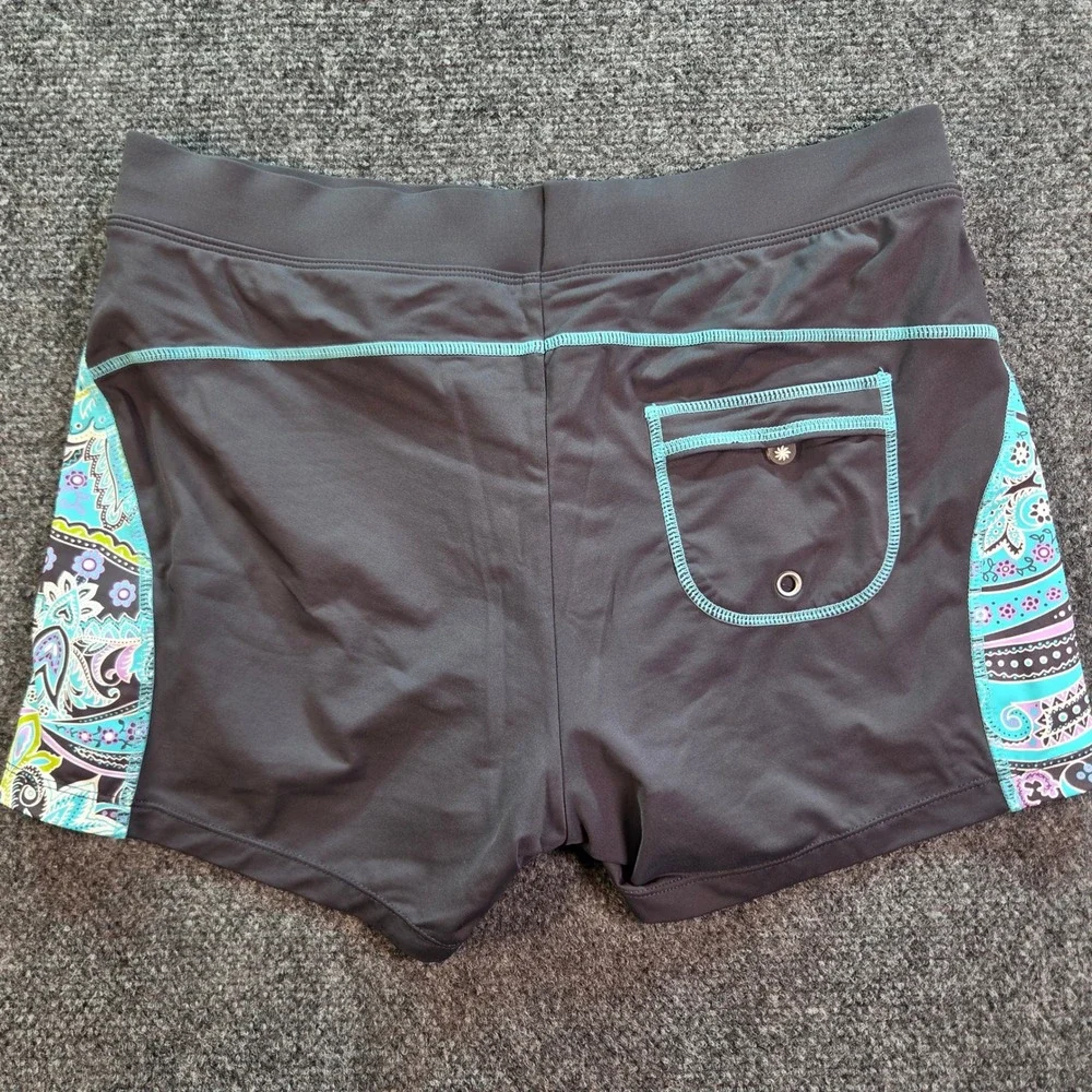 Athleta Swim Shorts Womens Small Grey Paisley Board Shorts Built-in Liner Active